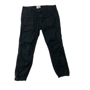 NILI LOTAN Cropped Military Pants Jogger Stretch Cotton Twill Black size 8